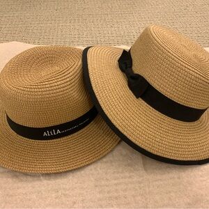 Alila Tan Straw Hats with Black Ribbon